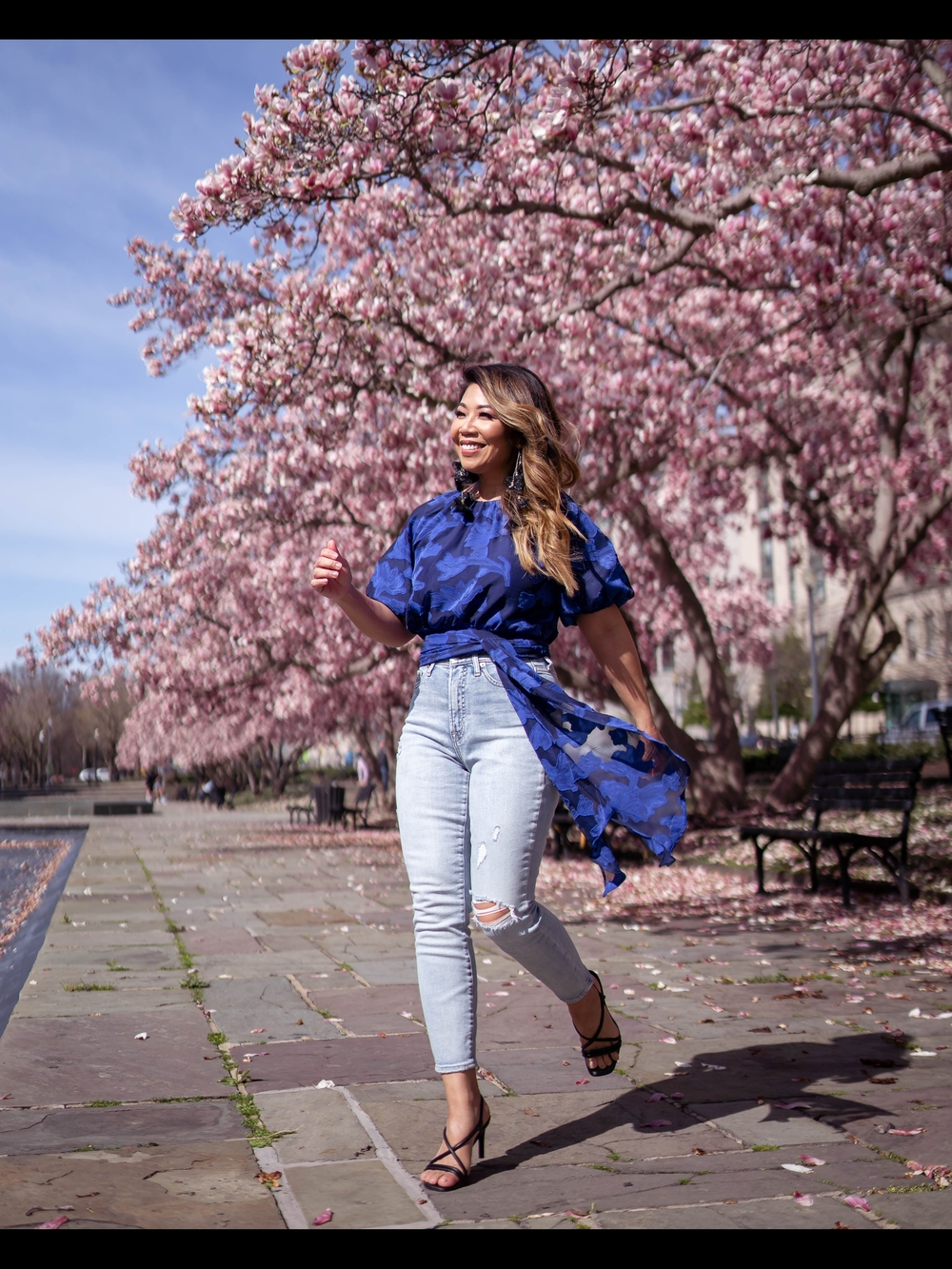 House of Harlow 1960 Blue Tie-Waist Blouse